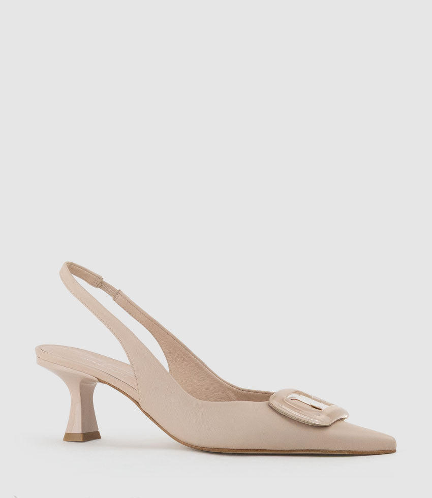 DULCIA60 Slingback Pump with Ornament in Nude - Edward Meller