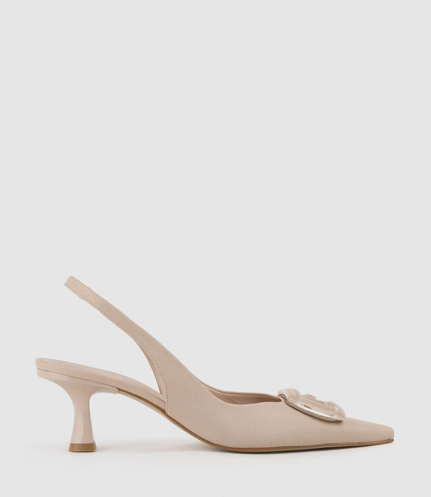 DULCIA60 Slingback Pump with Ornament in Nude - Edward Meller