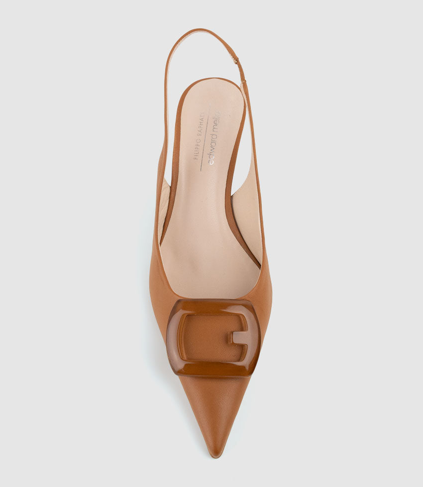 DULCIA60 Slingback Pump with Ornament in Tan - Edward Meller