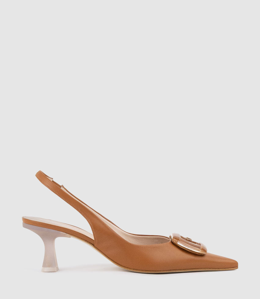 DULCIA60 Slingback Pump with Ornament in Tan - Edward Meller