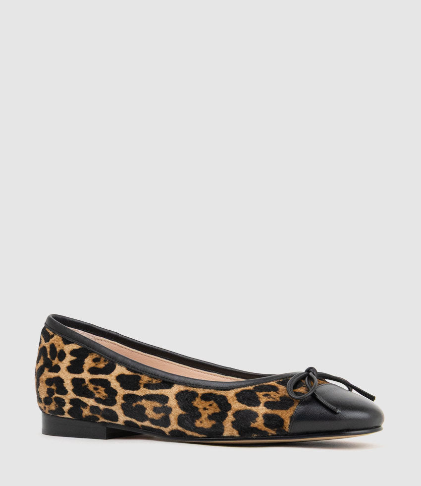 EASTON Cap Toe Ballet in Leopard Calf Hair - Edward Meller