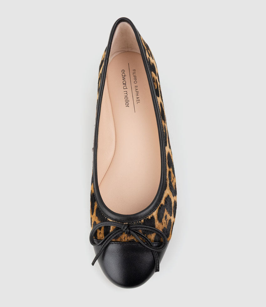 EASTON Cap Toe Ballet in Leopard Calf Hair - Edward Meller