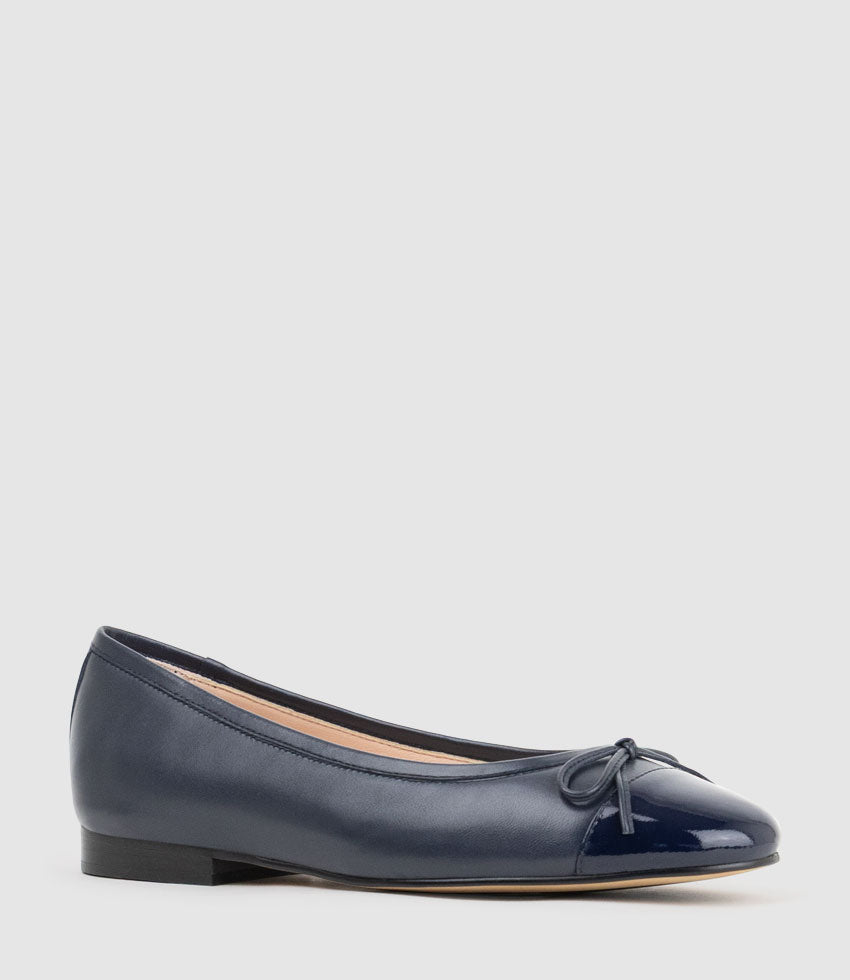 EASTON Cap Toe Ballet in Navy - Edward Meller