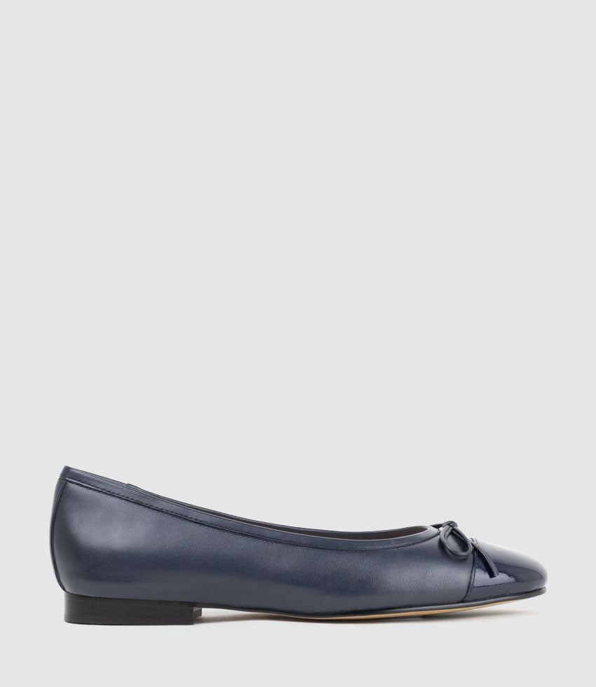 EASTON Cap Toe Ballet in Navy - Edward Meller