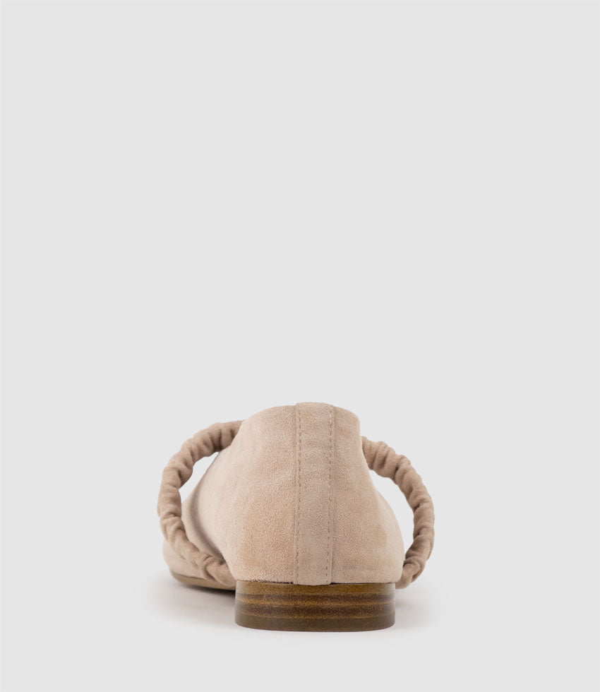 EDINA Ruched Strap Ballet in Petal Suede - Edward Meller