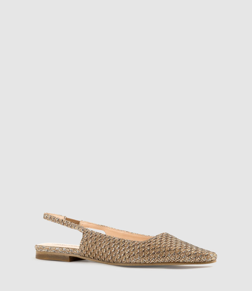 ELIANA Chiselled Slingback in Copper Metallic Fabric - Edward Meller