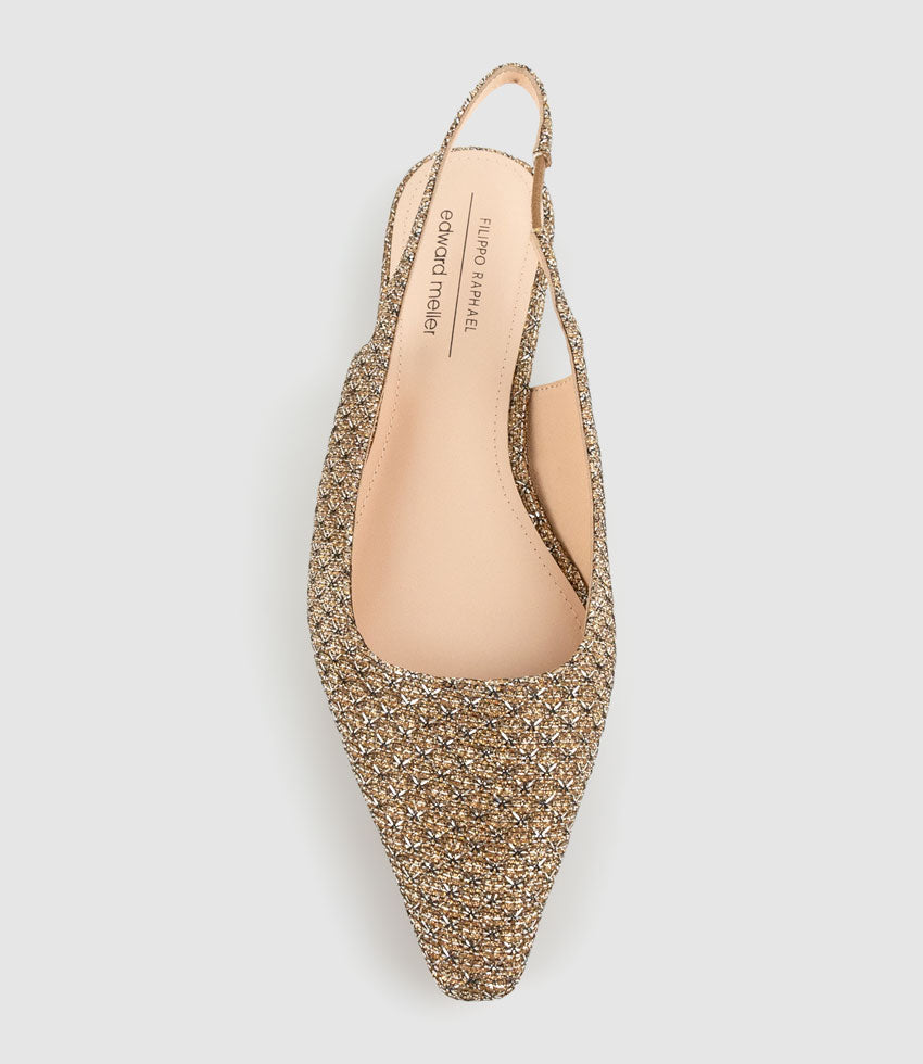ELIANA Chiselled Slingback in Copper Metallic Fabric - Edward Meller