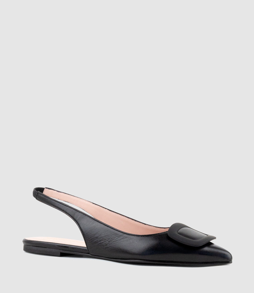 ELIZA Slingback with Hardware in Black - Edward Meller