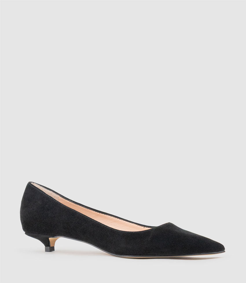 ELMA30 Pointed Pump in Black Suede - Edward Meller