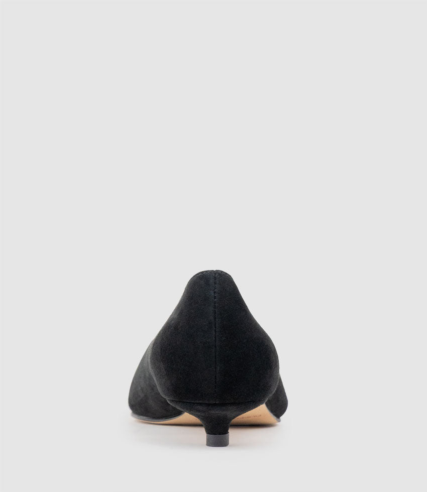 ELMA30 Pointed Pump in Black Suede - Edward Meller