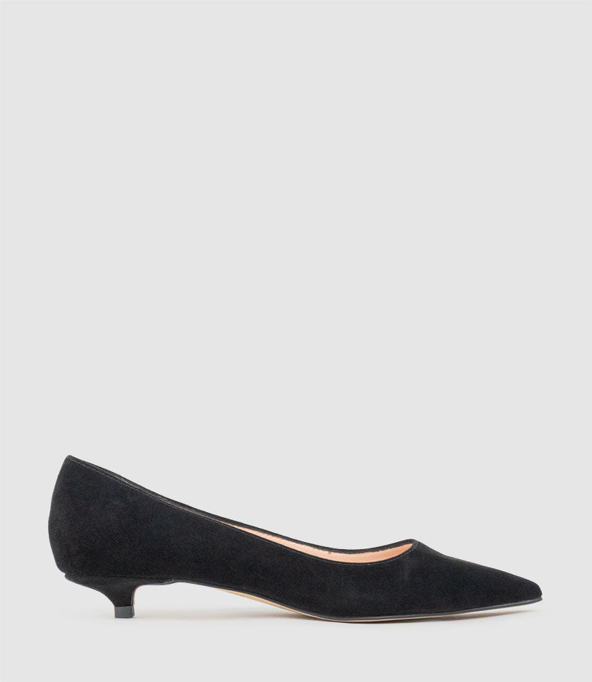 ELMA30 Pointed Pump in Black Suede - Edward Meller