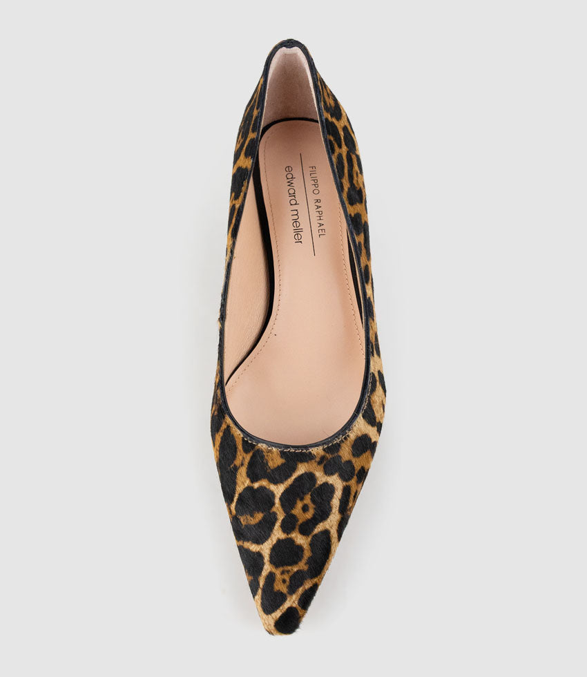 ELMA30 Pointed Pump in Leopard Calf Hair - Edward Meller