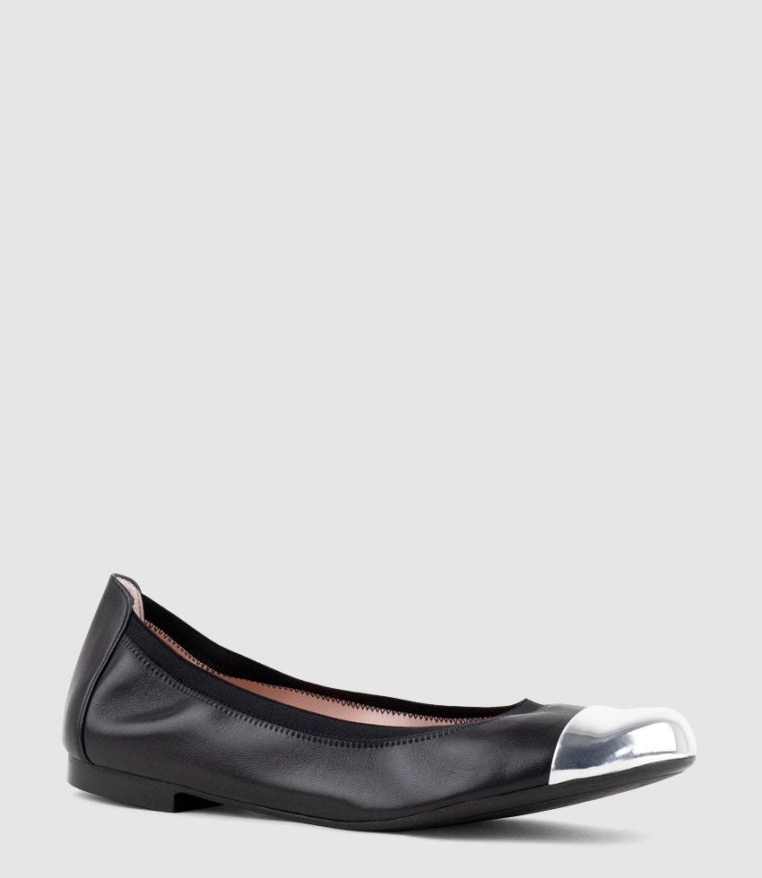 ELORA Cap Toe Ballet in Black - Edward Meller
