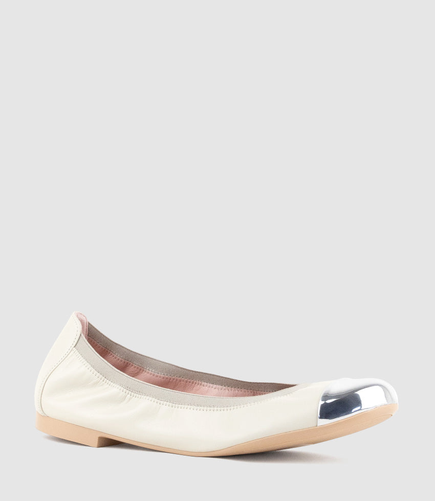 ELORA Cap Toe Ballet in Offwhite - Edward Meller