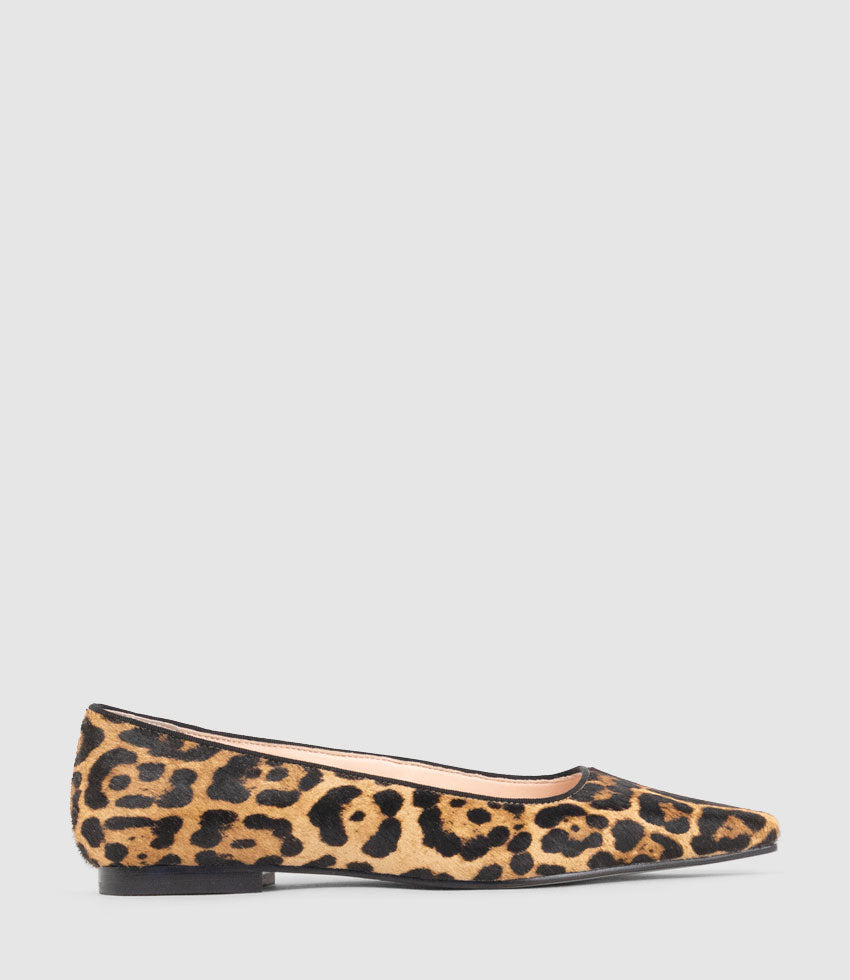 ELVY Chiselled Flat Pump in Leopard Calf Hair