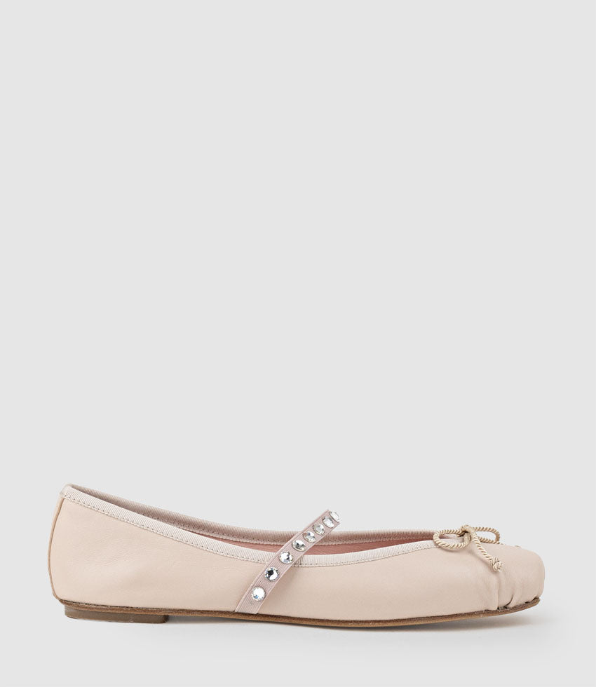 EMELIO Ballet with Crystal Strap in Nude - Edward Meller