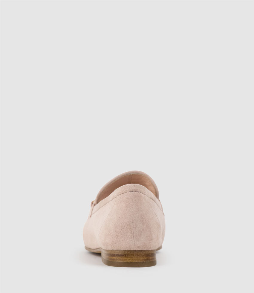 FAUSTINE Loafer with Asymmetrical Trim in Petal Suede - Edward Meller