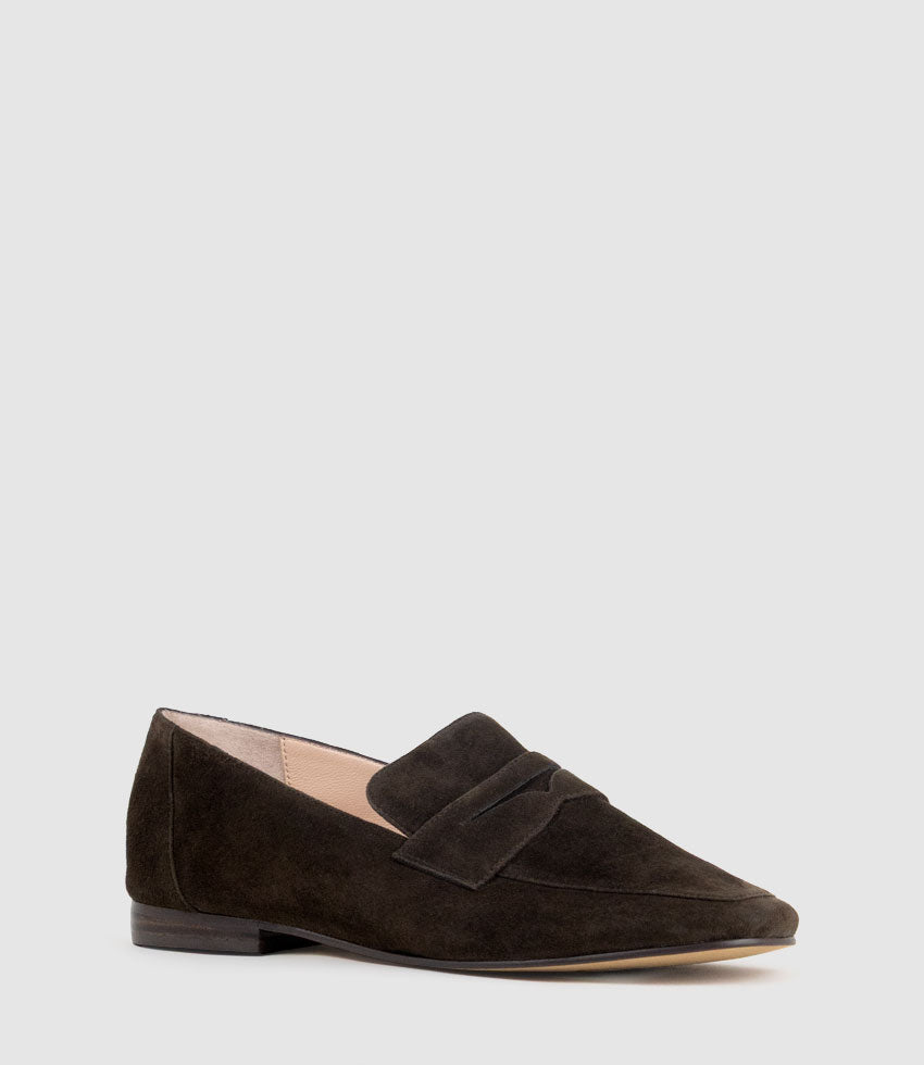 FAXON Loafer in Chocolate Suede - Edward Meller