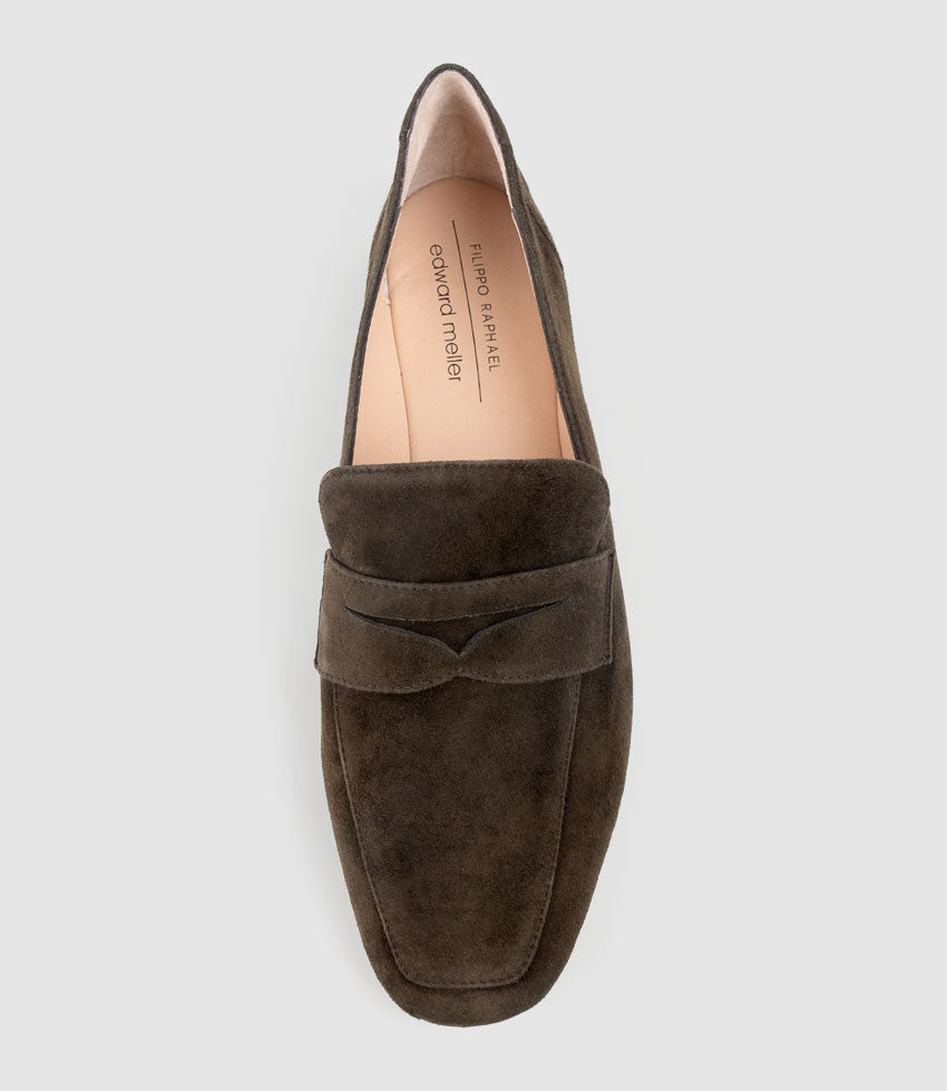 FAXON Loafer in Chocolate Suede - Edward Meller