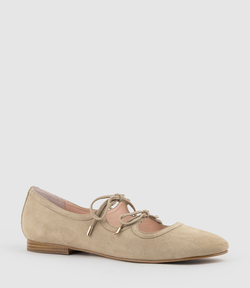 FELIA Tie Up Ballet in Sahara Suede - Edward Meller