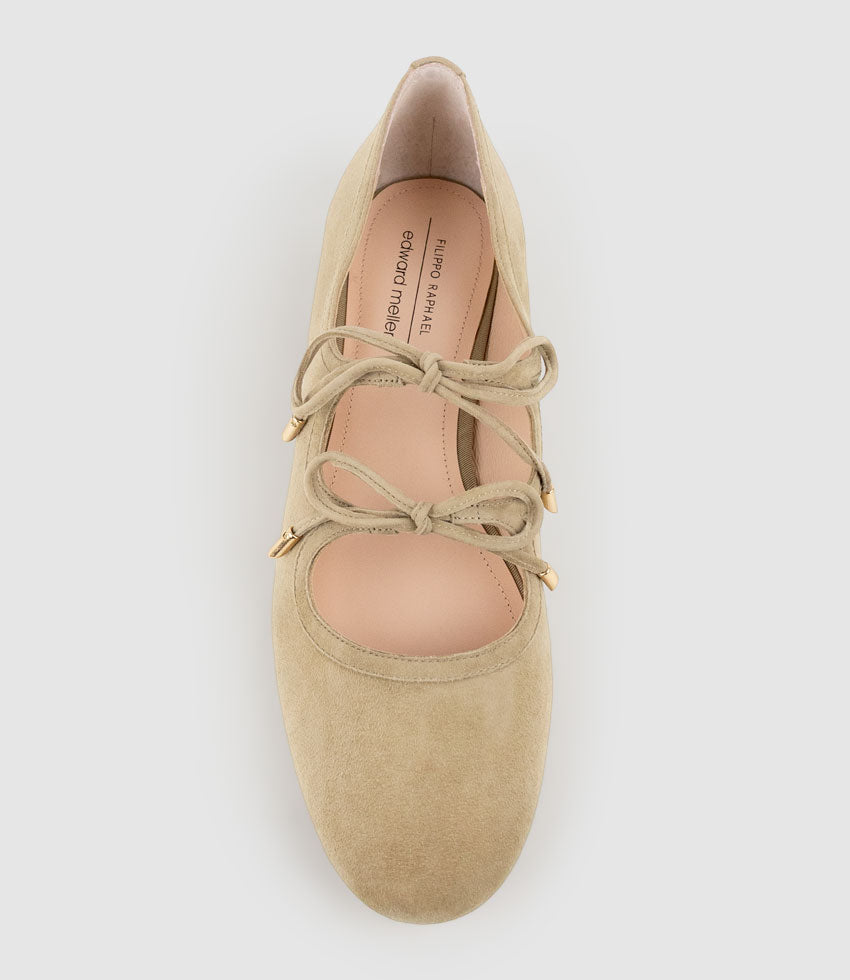 FELIA Tie Up Ballet in Sahara Suede - Edward Meller