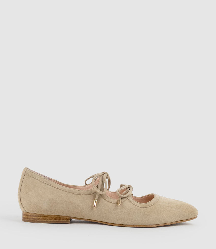 FELIA Tie Up Ballet in Sahara Suede - Edward Meller