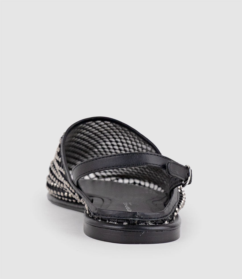 FERAH Mesh Flat with Back Strap in Black - Edward Meller