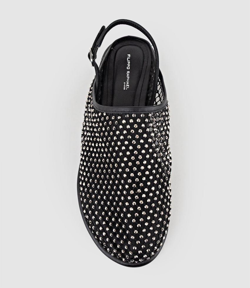 FERAH Mesh Flat with Back Strap in Black - Edward Meller