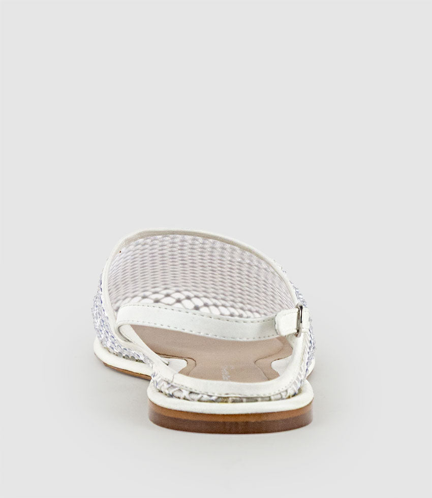 FERAH Mesh Flat with Back Strap in White - Edward Meller