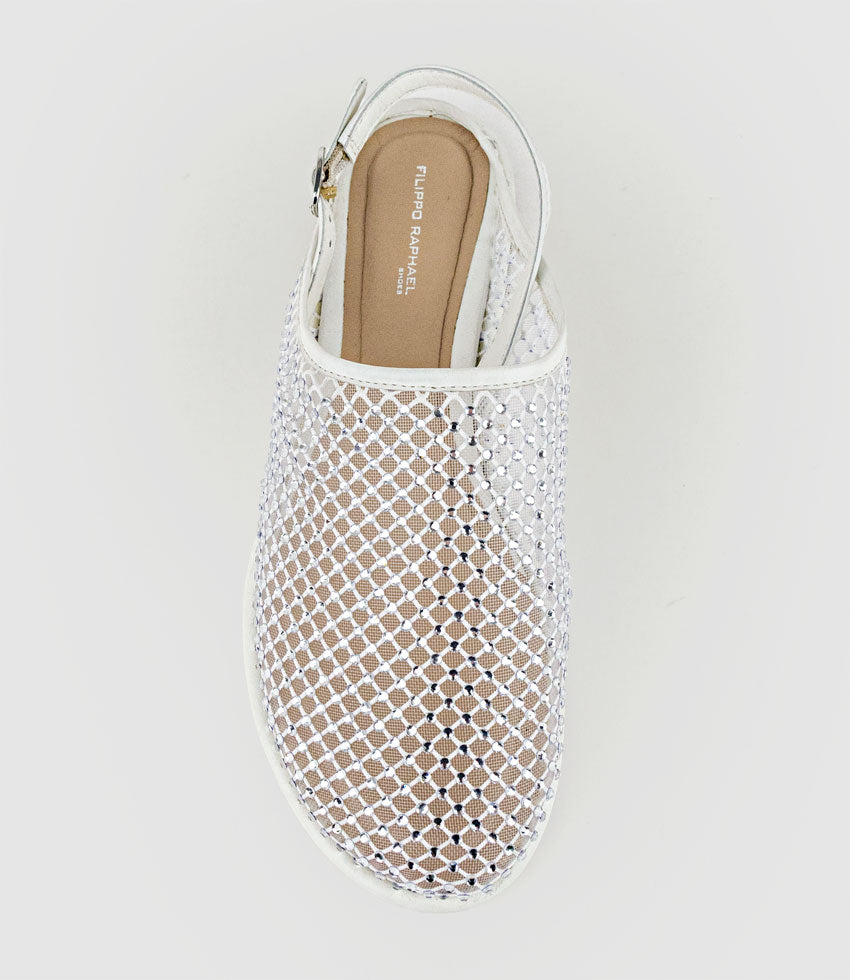FERAH Mesh Flat with Back Strap in White - Edward Meller