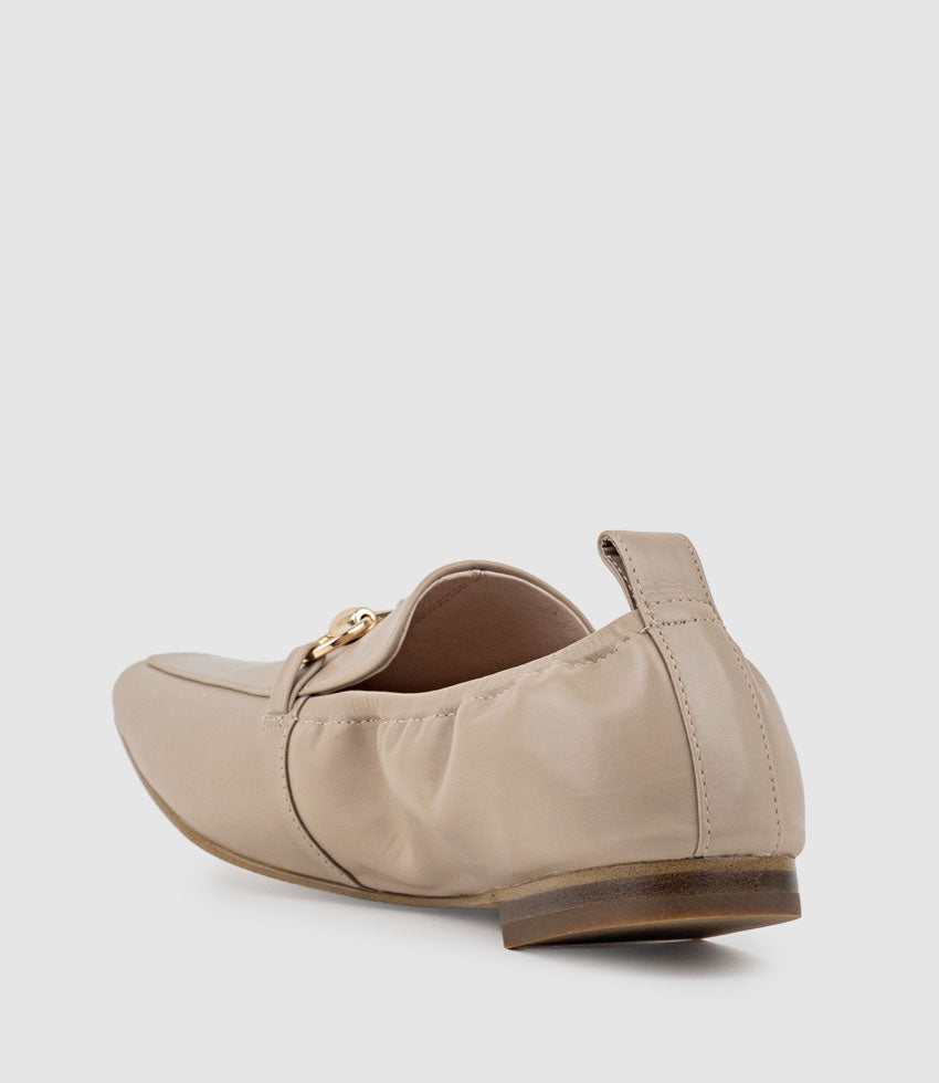 FINER Elastic Back Slipper With Hardware in Taupe Calf