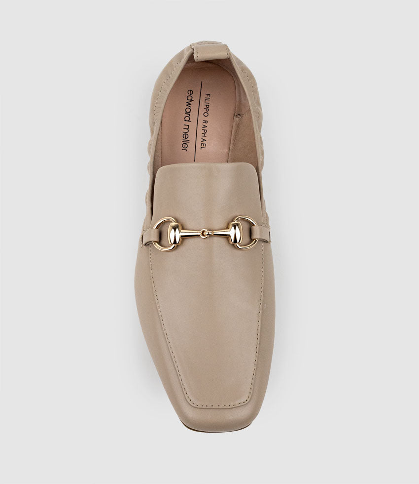FINER Elastic Back Slipper With Hardware in Taupe Calf