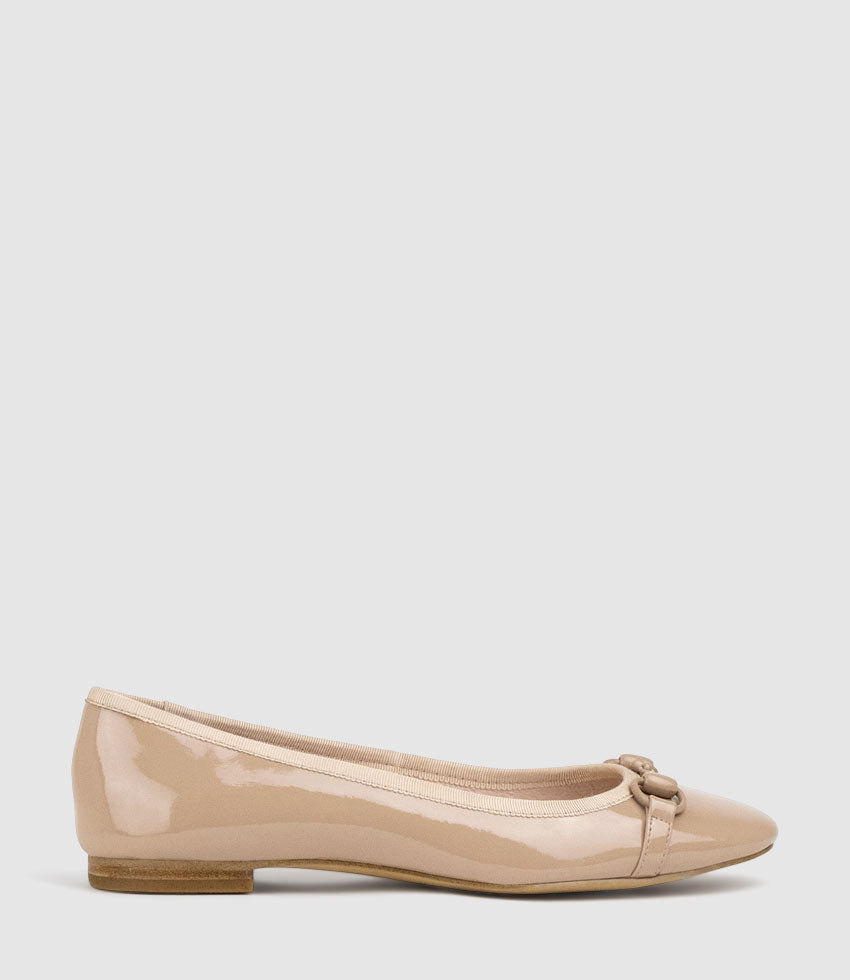 FINITY Classic Ballet with Tonal Trim in Nude Patent - Edward Meller