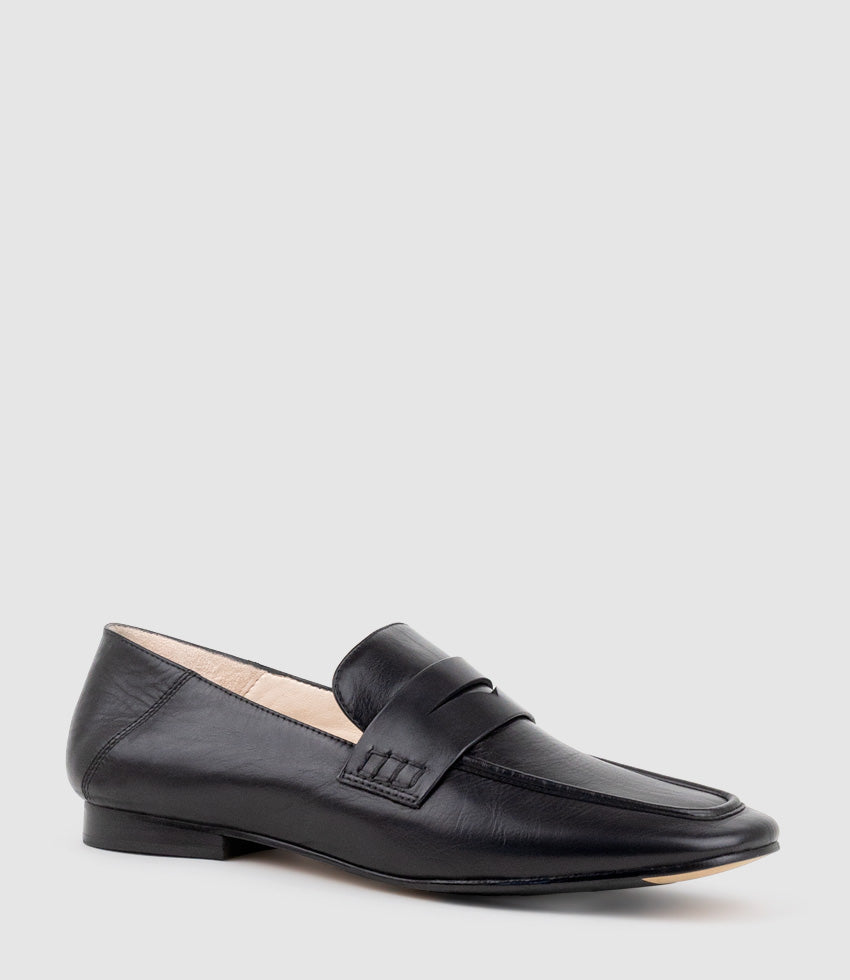 FINLAY Moccasin with Collapsible Back in Black Calf - Edward Meller