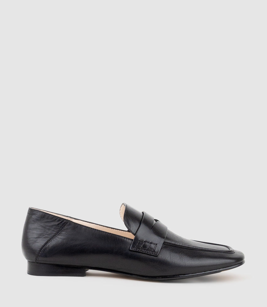 FINLAY Moccasin with Collapsible Back in Black Calf - Edward Meller