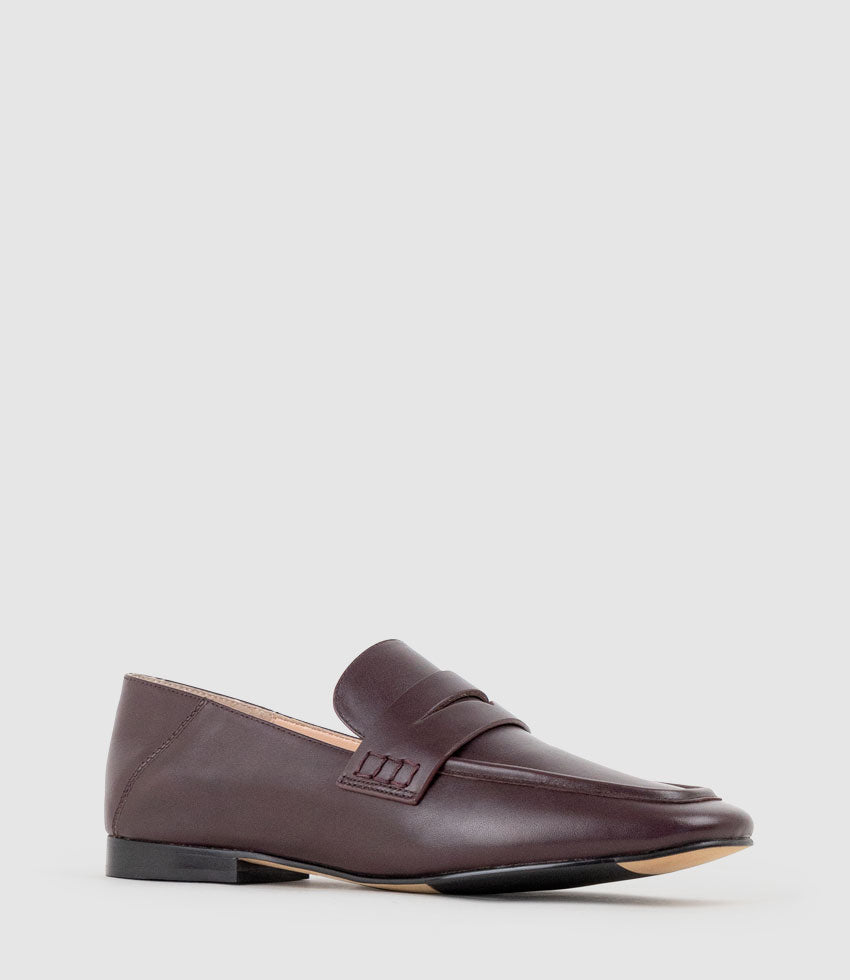 FINLAY Moccasin with Collapsible Back in Bordeaux Calf - Edward Meller