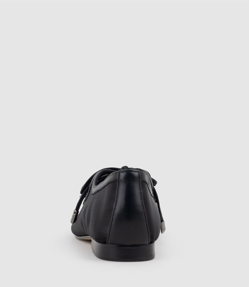 FLORENCE Tie Up Mesh Ballet in Black - Edward Meller