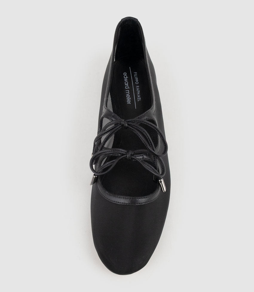 FLORENCE Tie Up Mesh Ballet in Black - Edward Meller