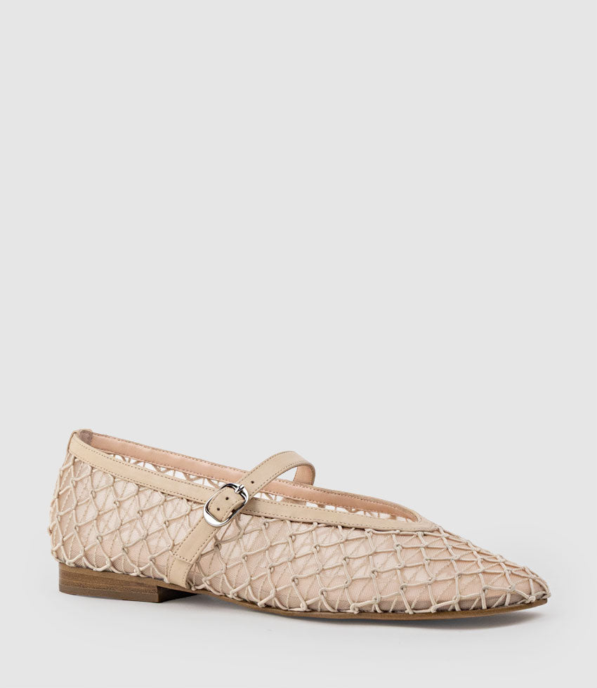 FLOSSY Mesh Weave Ballet in Beige - Edward Meller