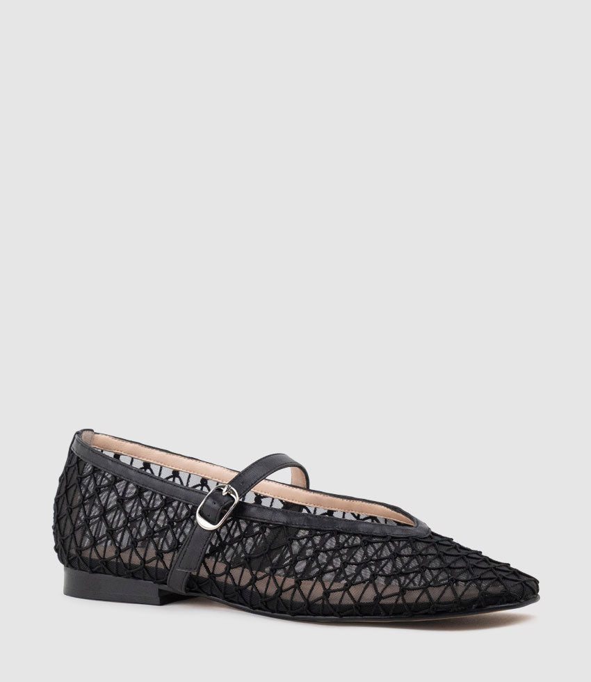 FLOSSY Mesh Weave Ballet in Black - Edward Meller