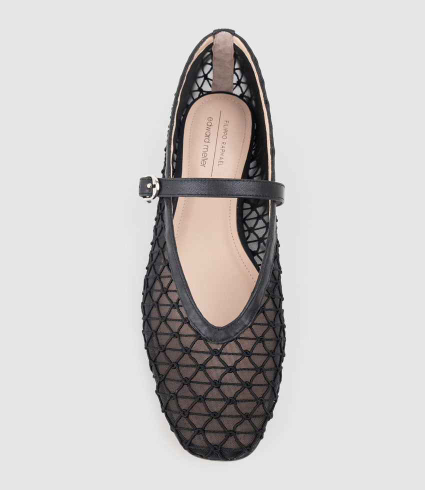 FLOSSY Mesh Weave Ballet in Black - Edward Meller