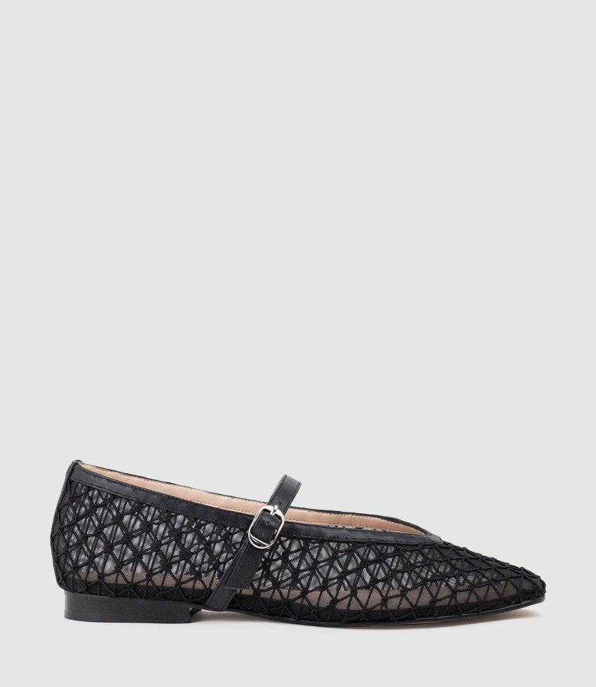 FLOSSY Mesh Weave Ballet in Black - Edward Meller