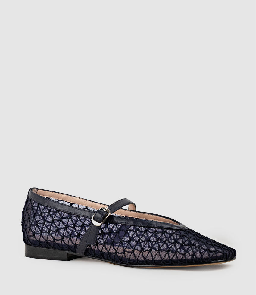 FLOSSY Mesh Weave Ballet in Navy - Edward Meller