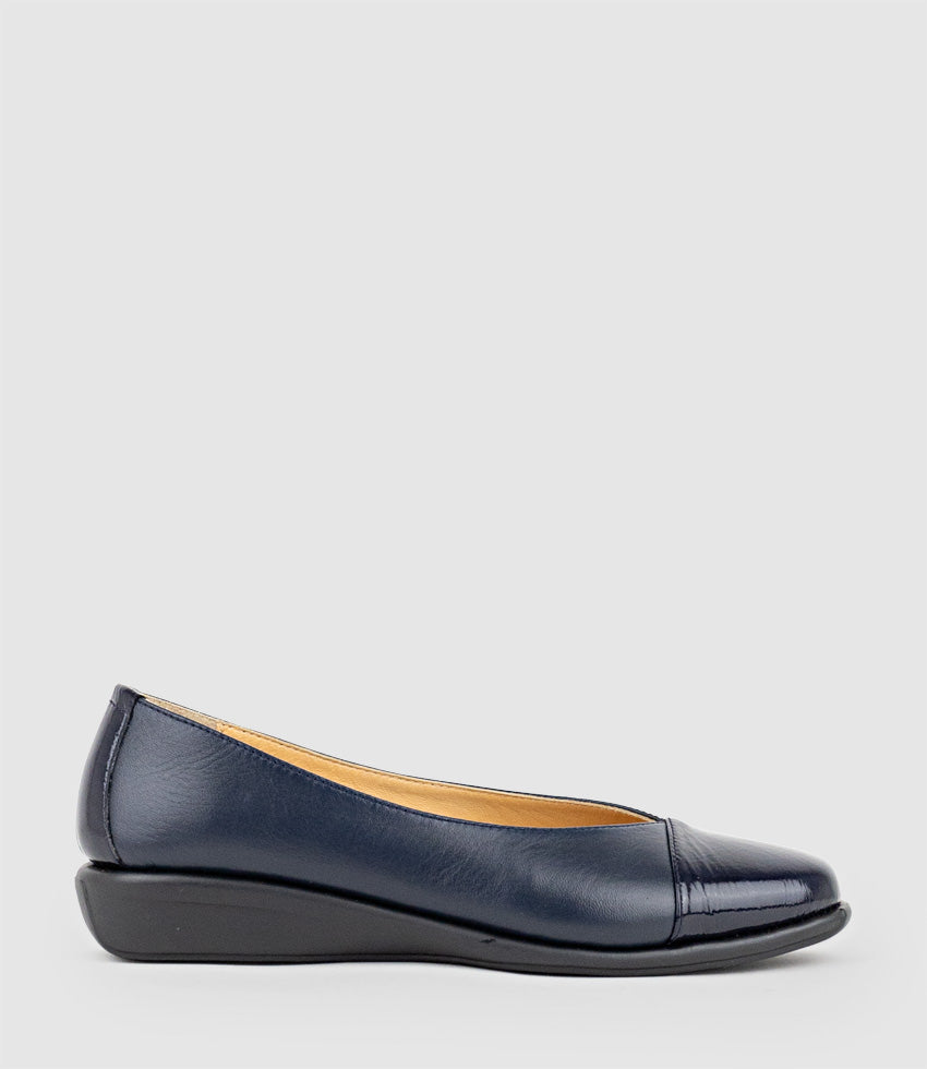 FRANKLY Cap Toe Comfort Ballet in Navy - Edward Meller