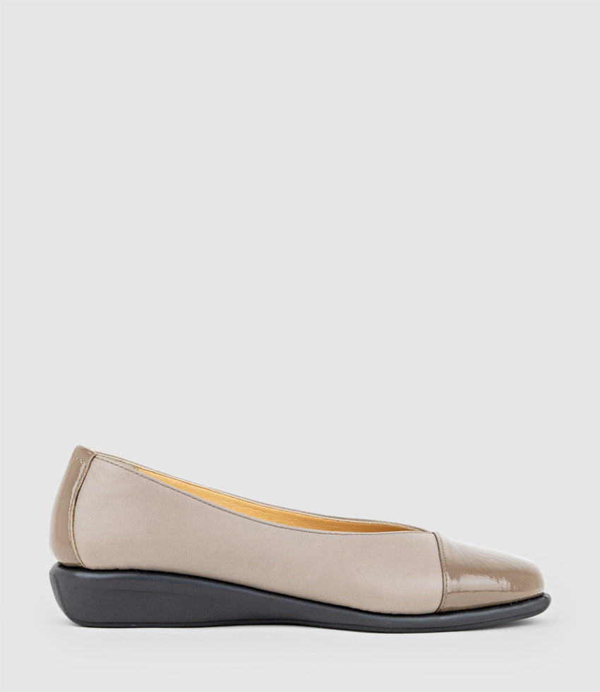 FRANKLY Cap Toe Comfort Ballet in Taupe - Edward Meller