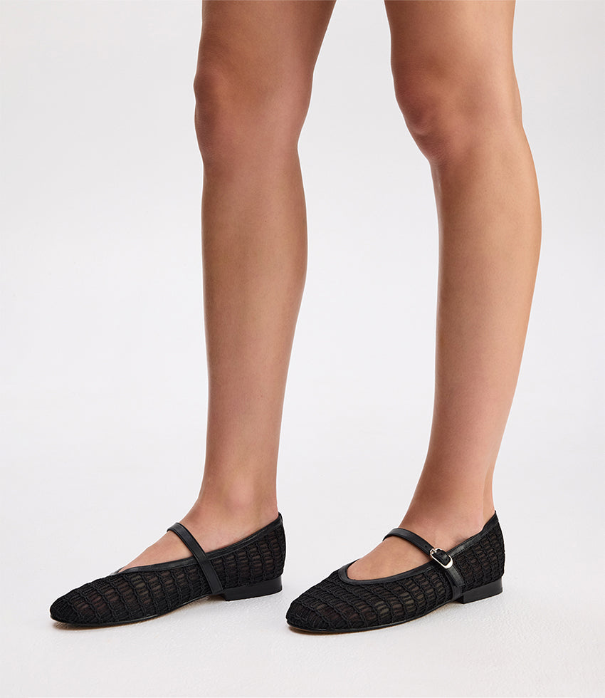 FRESIA Weave and Mesh Ballet in Black
