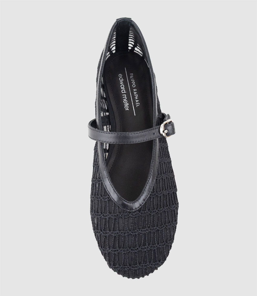 FRESIA Weave and Mesh Ballet in Black - Edward Meller