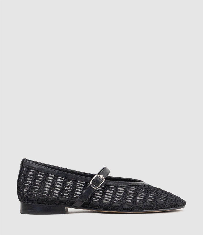FRESIA Weave and Mesh Ballet in Black - Edward Meller