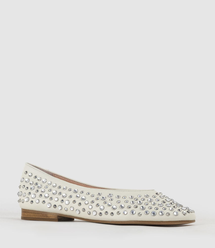 FREYA Stone and Stud Ballet in Offwhite