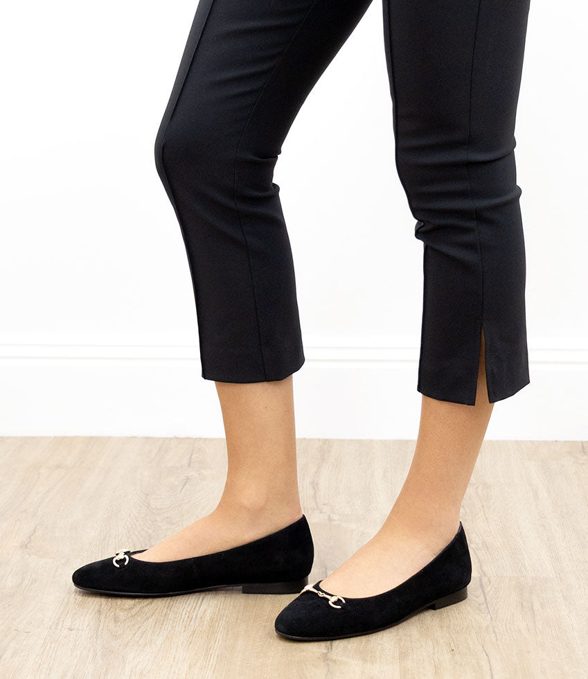 FRIA Ballet with Hardware in Black Suede - Edward Meller